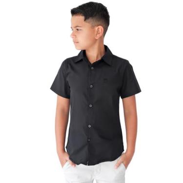 Imagem de Camisa Social Slim de Menino Manga Curta Batizado Verão - Ewg Moda Inf
