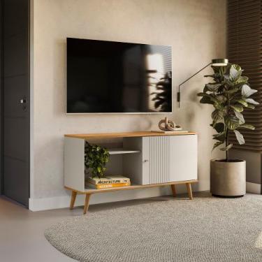Imagem de Rack Bancada TV até 50 Sala 120cm Aparador Augusto Nature/Off White L0