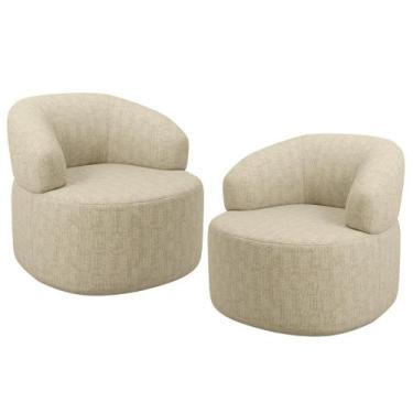 Imagem de Kit 02 Poltronas Giratória Orgânica Para Sala de Estar Living Helena L