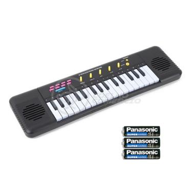 Imagem de Mini Teclado Infantil Piano 32 Teclas Musical Karaokê com Microfone e 15 Músicas Programadas Preto Smart Bracelet