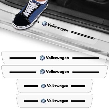 Imagem de Kit 4 Adesivos para Soleira de Porta Seven Smart Compatível com Volks Proteção Anti Arranhões Fibra de Carbono Uv Oem
