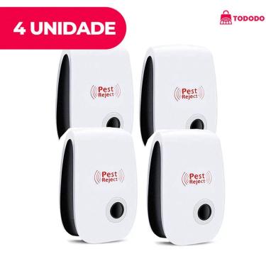 Imagem de Kit 4 Repelente Eletrônico Ultrassônico para Moscas Pernilongos Baratas Morcegos e Ratos Bivolt Branco OEM