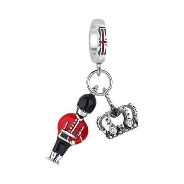 Imagem de Pingente De Guarda Real Banhado a Prata Com Contas Vermelhas Para Mulh