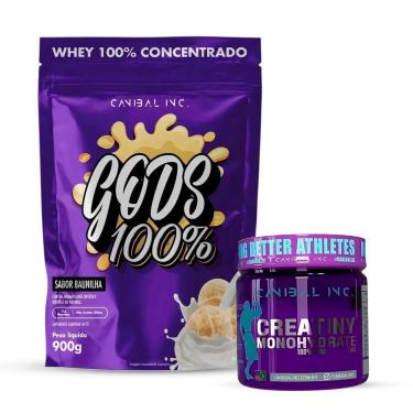 Imagem de Gods Whey 100% 900g Refil e Creatina 150g pura Canibal Inc-Unissex