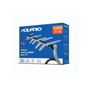 Imagem de Kit Antena Externa Digital Aquário 3x1 Hdtv C/ Cabo Coaxial 10m