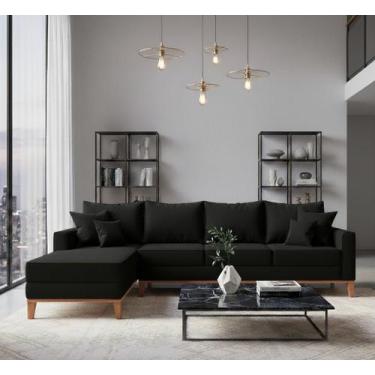 Imagem de Sofá Beny com Chaise Esquerda, 1,40x2,60m, 4 Lugares, Linho, Base em M