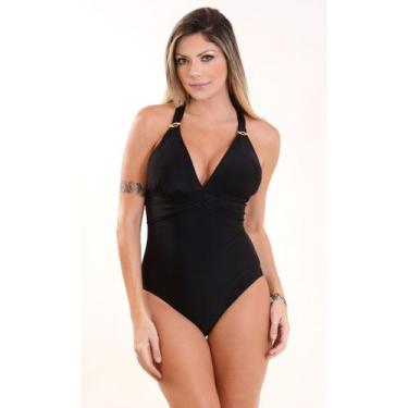 Imagem de Maiô Frente Única com Bojo Elegante  Moda Praia Feminina Cintura Alta 