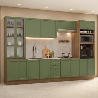 Imagem de Armário de Cozinha Completa 340 cm Rustic/Verde Vik Madesa 01