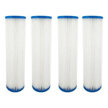 Imagem de Kit 4 Refil Filtro Agua 9 3/4 Plissado Lavável Reutilizável Azul - Roy