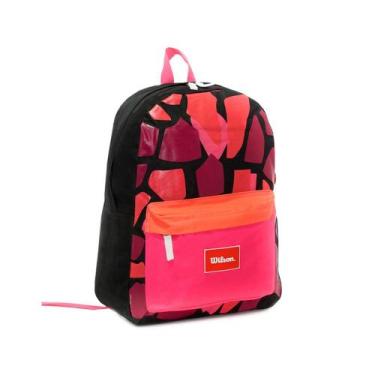 Imagem de Mochila Esportiva Rock Preta Rosa Wilson 25L Poliéster Leve Bolsa Esco