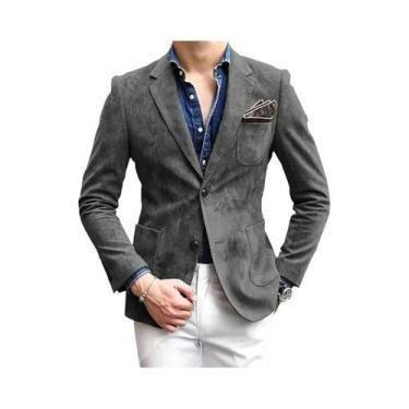Imagem de Jaqueta Masculina De Camurça Com Botões, Fina E Casual Para Primavera/