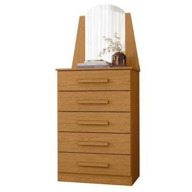 Imagem de Cômoda Para Quarto Com Penteadeira Laris A02 Cinamomo - Mpozenato, Cin