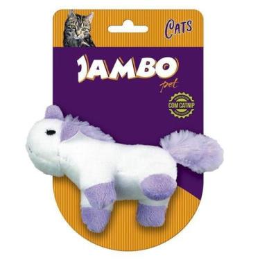 Imagem de Brinquedo Para Gato Pelúcia Unicórnio Branco e Lilás Jambo