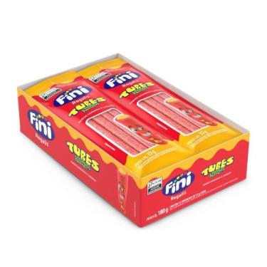 Imagem de Mini Bala de Gelatina Tubes Morango e Laranja 15g 12 Unidades Fini Reg