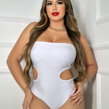 Imagem de Maiô Body Suplex Feminino com Bojo sem alça - Gringas Model, Branco, Ú