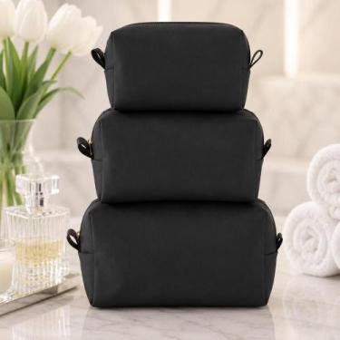 Imagem de Kit Necessaire 3 Peças Feminina Luxo Organizador com Zíper - Genérico,