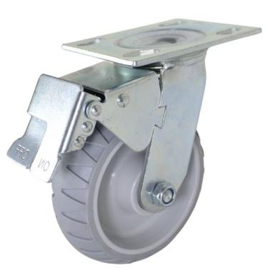 Imagem de Rodízio Industrial 6 Pol com Freio Total e Roda Termoplástica Cinza -250kg