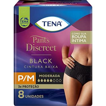 Imagem de Calcinha Descartável Tena Pants Discreet Preta P/M 8 Unidades