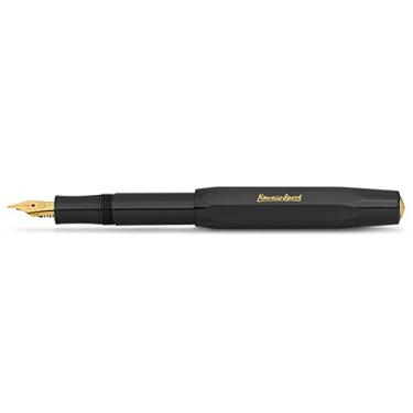 Imagem de Kaweco Caneta-tinteiro CLASSIC SPORT preta com ponta de aço banhado a ouro de 23 quilates e ponta de irídio para cartuchos de tinta I Sport Caneta-tinteiro 13 cm I Nib: EF (extra fina)