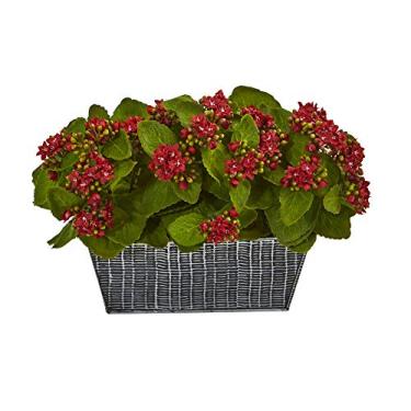 Imagem de Nearly Natural Plantas de seda em relevo Kalanchoe artificial preto em relevo 35,56 cm, vermelho