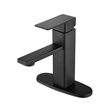 Imagem de Torneira de pia de banheiro montada em deck de água quente e fria torneiras misturadoras de lavatório preto fosco torneira de pia de lavatório guindaste, com escudo bk, china