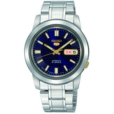 Imagem de Seiko Relógio masculino SNKK11 5 de aço inoxidável com mostrador azul