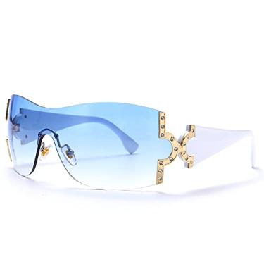 Imagem de Óculos de sol superdimensionados de uma peça, designer de luxo feminino, óculos de sol masculinos uv400 moda óculos escuros, 5, outros