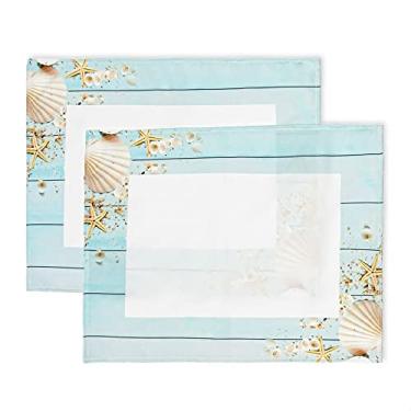 Imagem de Kit Mesa Posta Jogo Americano 4 Lugares 12 Pçs Micropercal 200 Fios Conchinhas (Capa+Guardanapo+Abraçadeira)