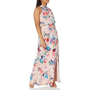 Imagem de Adrianna Papell Vestido feminino jacquard de cetim floral, Blush Multi, 34