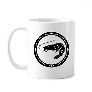 Imagem de Caneca de cerâmica com ilustração de camarão da vida marinha negra cerâmica xícara de porcelana de café louça