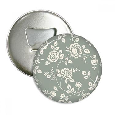 Imagem de Ilustração de folha rosa flor abridor de garrafa ímã de geladeira emblema multifuncional