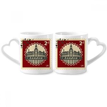 Imagem de London Big Ben Stamp Outline Britain UK Couple Porcelain Mug Set Ceramic Lover Cup Heart Handle