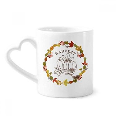 Imagem de Caneca com estampa de guirlanda de Dia de Ação de Graças em cerâmica para café copo de coração de vidro