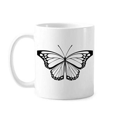 Imagem de Caneca de cerâmica para café e porcelana de cerâmica com borboleta preta simples