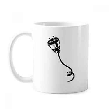 Imagem de Cabo de plugue Cabo de carregamento Preto Caneca Cerâmica Café Porcelana Utensílios de Mesa