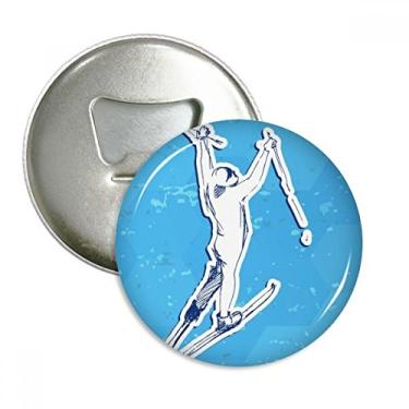 Imagem de Ilustração em aquarela para esportes de inverno, snowboard, abridor de garrafas, ímã de geladeira, emblema multifuncional