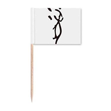 Imagem de Bones Inscriptions Marcador de bandeiras de palito de dente de rato do zodíaco chinês Topper Decoração de festa