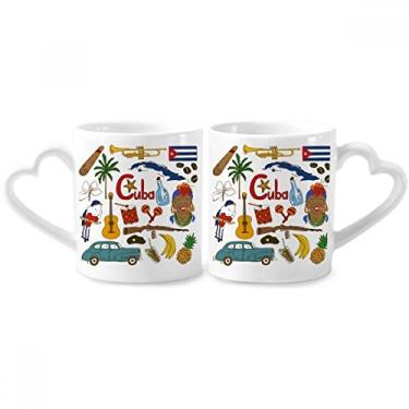 Imagem de Cuba Landscap Animais Bandeira Nacional Casal Caneca Porcelana Conjunto de Cerâmica Amante Copo Punho Coração