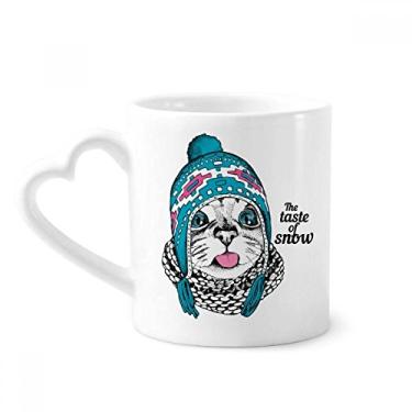 Imagem de Cabeça de gato O sabor da neve gato proteger animal caneca de animal de estimação café cerâmica copo de coração de vidro
