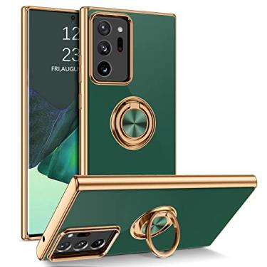 Imagem de BENTOBEN Capa compatível com Samsung Galaxy Note 20 Ultra com suporte de anel de 360°, à prova de choque, capa protetora magnética para celular para Note 20 Ultra 6,9 polegadas, verde meia-noite/ouro