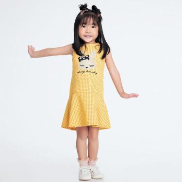 Imagem de Vestido de Malha Xadrez Amarelo Infantil Menina ever.be