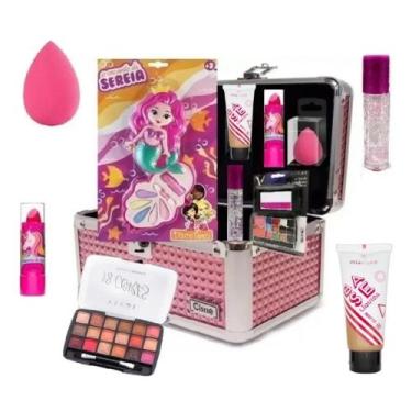 Kit de maquiagem infantil para meninas, conjunto completo de malas