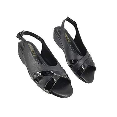 Imagem de Sandália Feminina Sapato Salto Baixo Dubelli Flex Ultra Confort AM106 Cor:Preto-MODELO-E;Tamanho:37