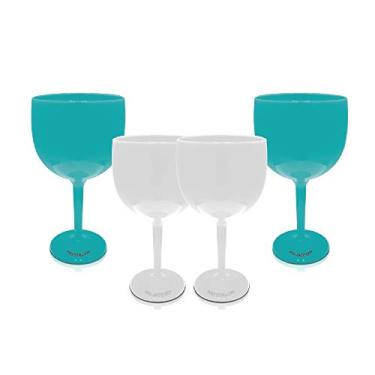 Imagem de Kit 4 Taças Branca e Azul Tiffany Acrílico Ps KrystalON