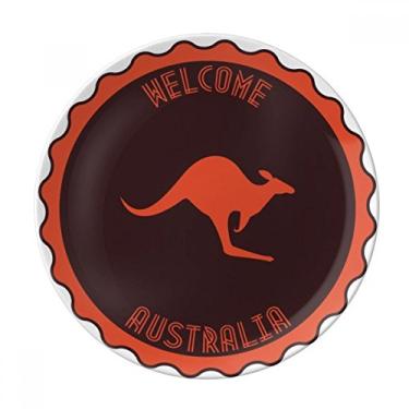 Imagem de Prato decorativo de porcelana Salver talheres de jantar com emblema de Canguru com sabor australiano