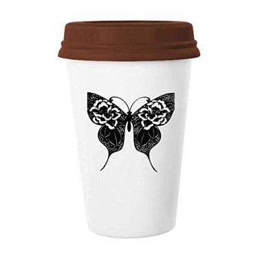 Imagem de Caneca Borboleta com asas de rosas Caneca de café Copo de cerâmica Copo de cerâmica
