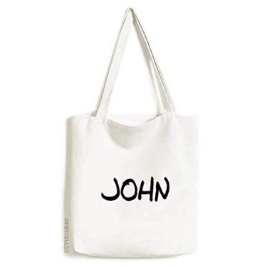 Imagem de Bolsa de lona com escrita especial e nome inglês JOHN bolsa de compras casual bolsa de mão