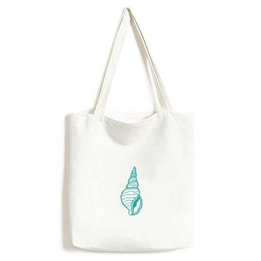 Imagem de Bolsa de lona com ilustração azul caracol Marine Life bolsa de compras casual