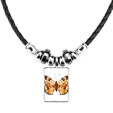Imagem de DIYthinker Colar de borboleta com asas marrons Joia Torque Pingente de corda de couro