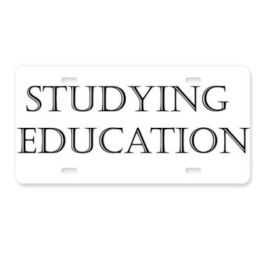 Imagem de DIYthinker Placa de licença de estudo de frases curtas para decoração de carro, acessório de aço inoxidável